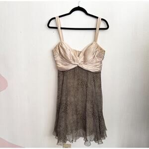 Dina Bar-El Animal Print Babydoll Dress 100% Silk Cocktail Y2K Glam Sz 10